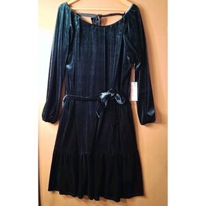 Draper James Velvet Dress Emerald Green Long Sleeve Midi Size XL Pockets $78 NWT